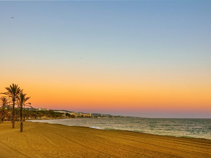 Marbella beach in sunset, Spain